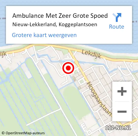 Locatie op kaart van de 112 melding: Ambulance Met Zeer Grote Spoed Naar Nieuw-Lekkerland, Koggeplantsoen op 29 september 2024 14:07