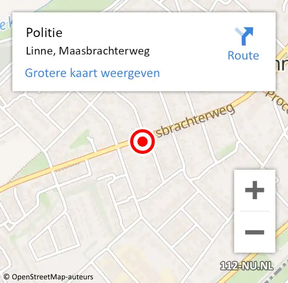 Locatie op kaart van de 112 melding: Politie Linne, Maasbrachterweg op 29 september 2024 14:15