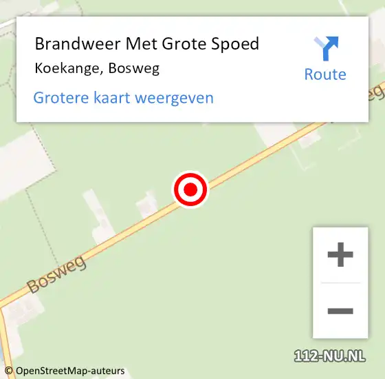 Locatie op kaart van de 112 melding: Brandweer Met Grote Spoed Naar Koekange, Bosweg op 29 september 2024 14:22