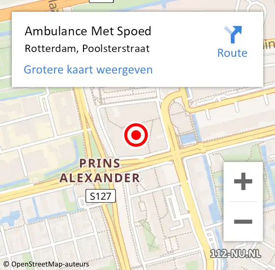 Locatie op kaart van de 112 melding: Ambulance Met Spoed Naar Rotterdam, Poolsterstraat op 29 september 2024 14:26