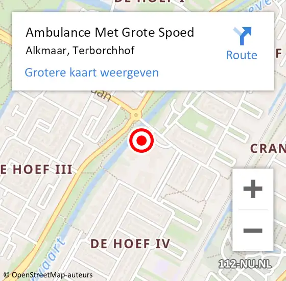 Locatie op kaart van de 112 melding: Ambulance Met Grote Spoed Naar Alkmaar, Terborchhof op 29 september 2024 14:43