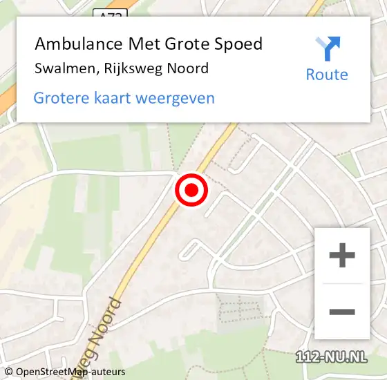 Locatie op kaart van de 112 melding: Ambulance Met Grote Spoed Naar Swalmen, Rijksweg Noord op 29 september 2024 14:50