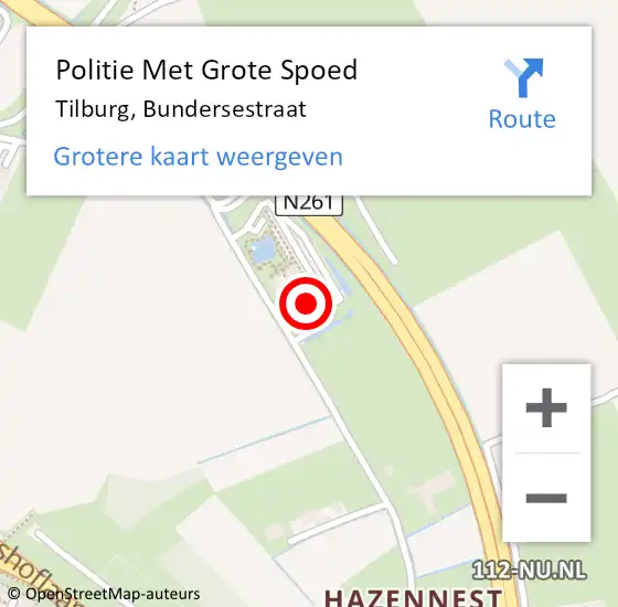 Locatie op kaart van de 112 melding: Politie Met Grote Spoed Naar Tilburg, Bundersestraat op 29 september 2024 14:52