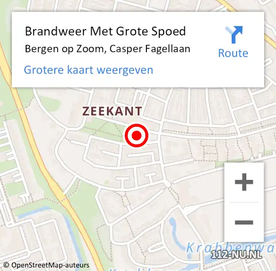 Locatie op kaart van de 112 melding: Brandweer Met Grote Spoed Naar Bergen op Zoom, Casper Fagellaan op 29 september 2024 14:56