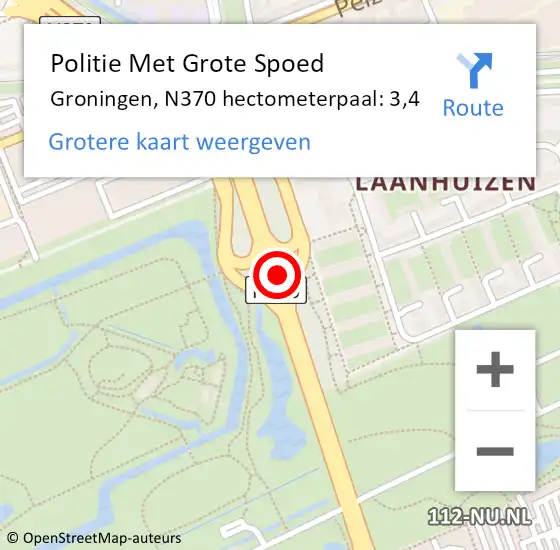 Locatie op kaart van de 112 melding: Politie Met Grote Spoed Naar Groningen, N370 hectometerpaal: 3,4 op 29 september 2024 15:18