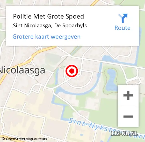 Locatie op kaart van de 112 melding: Politie Met Grote Spoed Naar Sint Nicolaasga, De Spoarbyls op 29 september 2024 15:50