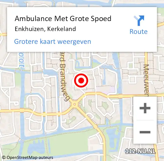 Locatie op kaart van de 112 melding: Ambulance Met Grote Spoed Naar Enkhuizen, Kerkeland op 29 september 2024 16:46