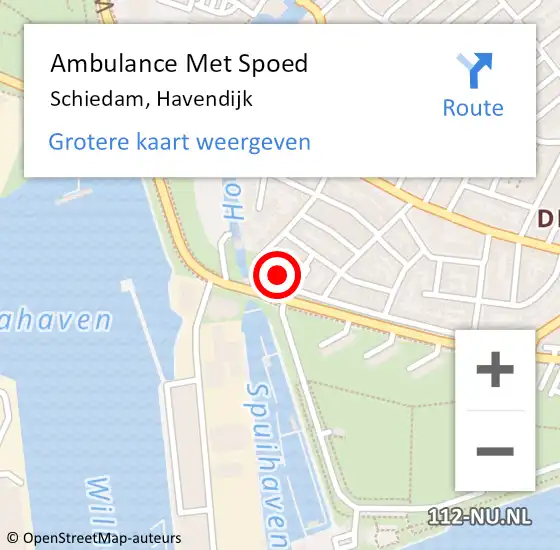 Locatie op kaart van de 112 melding: Ambulance Met Spoed Naar Schiedam, Havendijk op 29 september 2024 16:52