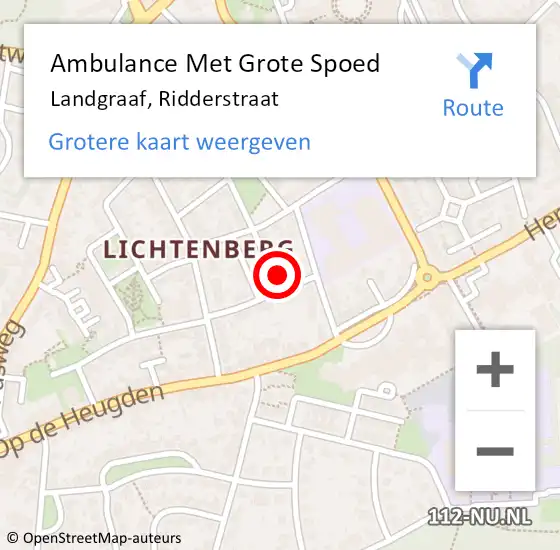 Locatie op kaart van de 112 melding: Ambulance Met Grote Spoed Naar Landgraaf, Ridderstraat op 21 oktober 2014 18:08