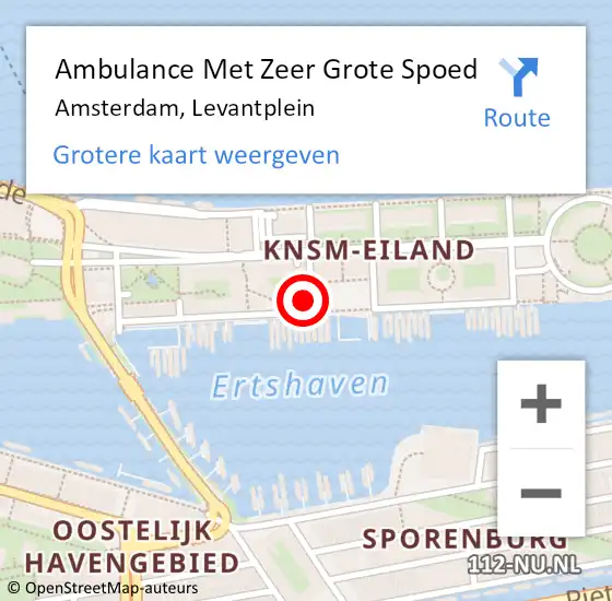 Locatie op kaart van de 112 melding: Ambulance Met Zeer Grote Spoed Naar Amsterdam, Levantplein op 29 september 2024 17:10