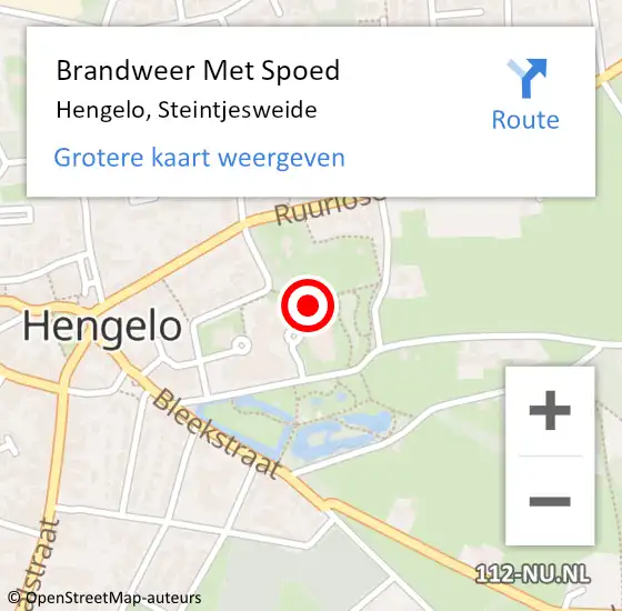 Locatie op kaart van de 112 melding: Brandweer Met Spoed Naar Hengelo, Steintjesweide op 29 september 2024 17:31