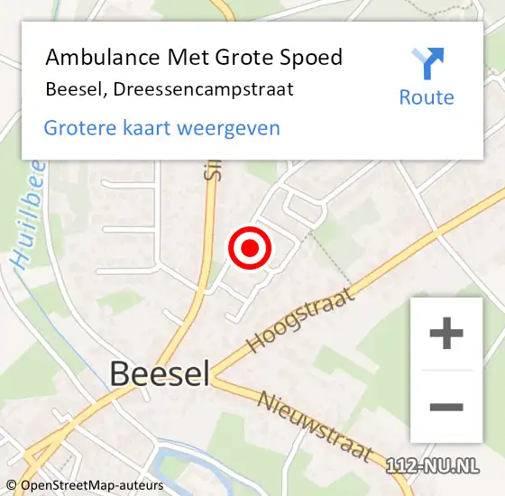 Locatie op kaart van de 112 melding: Ambulance Met Grote Spoed Naar Beesel, Dreessencampstraat op 21 oktober 2014 18:11