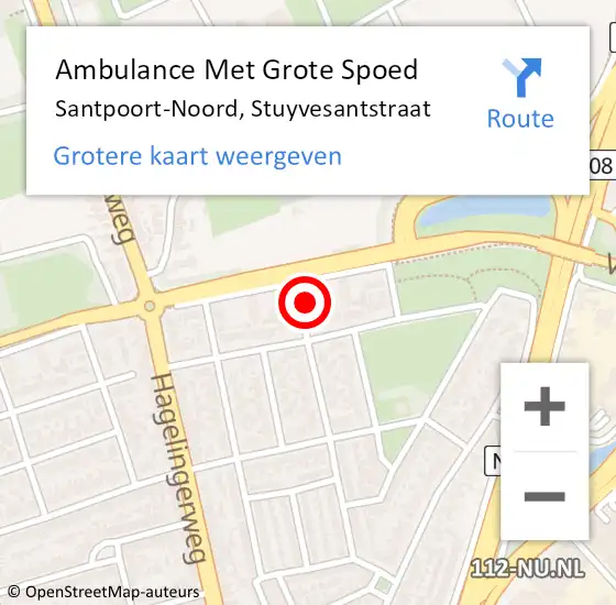 Locatie op kaart van de 112 melding: Ambulance Met Grote Spoed Naar Santpoort-Noord, Stuyvesantstraat op 29 september 2024 18:09