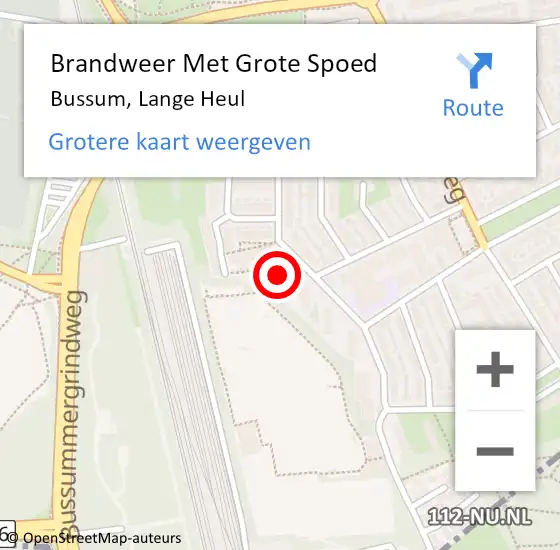 Locatie op kaart van de 112 melding: Brandweer Met Grote Spoed Naar Bussum, Lange Heul op 29 september 2024 18:15