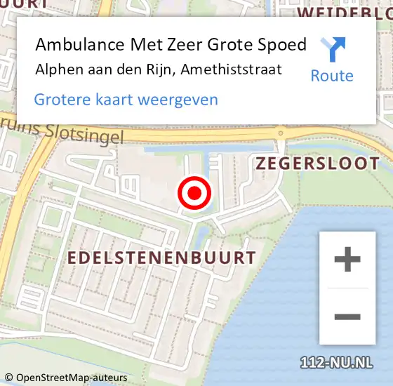 Locatie op kaart van de 112 melding: Ambulance Met Zeer Grote Spoed Naar Alphen aan den Rijn, Amethiststraat op 29 september 2024 18:20