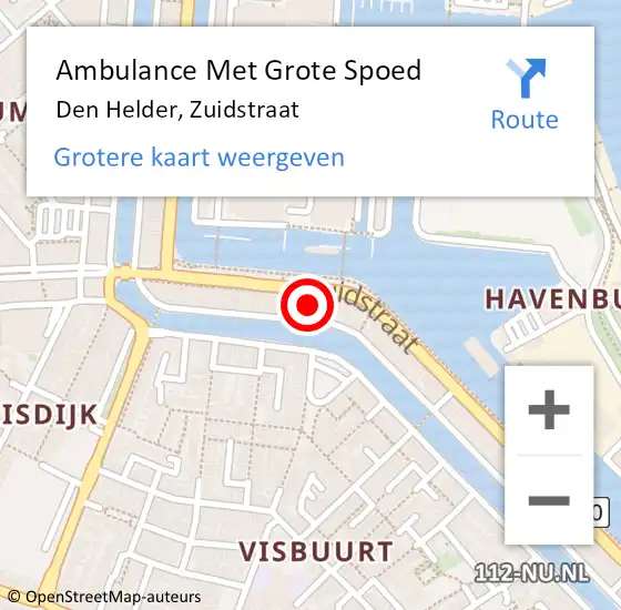 Locatie op kaart van de 112 melding: Ambulance Met Grote Spoed Naar Den Helder, Zuidstraat op 29 september 2024 18:31