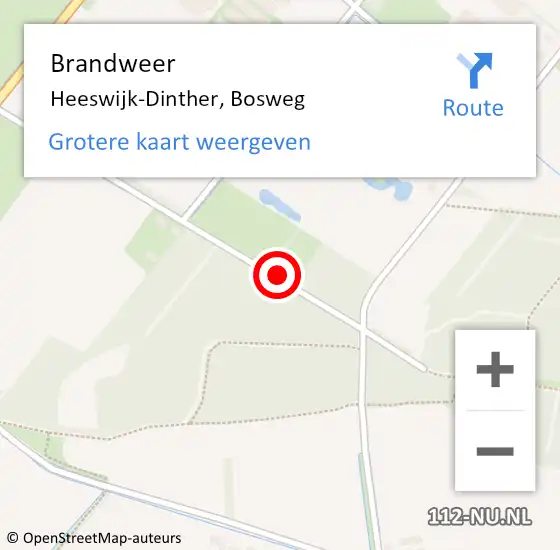 Locatie op kaart van de 112 melding: Brandweer Heeswijk-Dinther, Bosweg op 21 oktober 2014 18:16