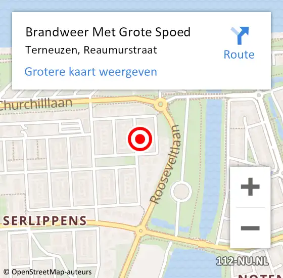 Locatie op kaart van de 112 melding: Brandweer Met Grote Spoed Naar Terneuzen, Reaumurstraat op 29 september 2024 18:58