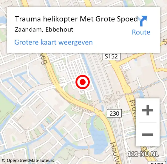 Locatie op kaart van de 112 melding: Trauma helikopter Met Grote Spoed Naar Zaandam, Ebbehout op 29 september 2024 19:14