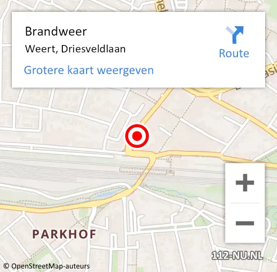 Locatie op kaart van de 112 melding: Brandweer Weert, Driesveldlaan op 29 september 2024 19:29