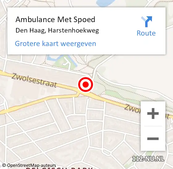 Locatie op kaart van de 112 melding: Ambulance Met Spoed Naar Den Haag, Harstenhoekweg op 29 september 2024 19:36