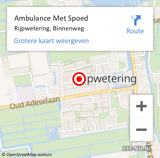 Locatie op kaart van de 112 melding: Ambulance Met Spoed Naar Rijpwetering, Binnenweg op 29 september 2024 19:46