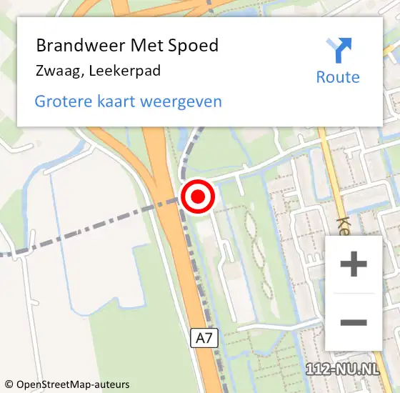 Locatie op kaart van de 112 melding: Brandweer Met Spoed Naar Zwaag, Leekerpad op 29 september 2024 19:56