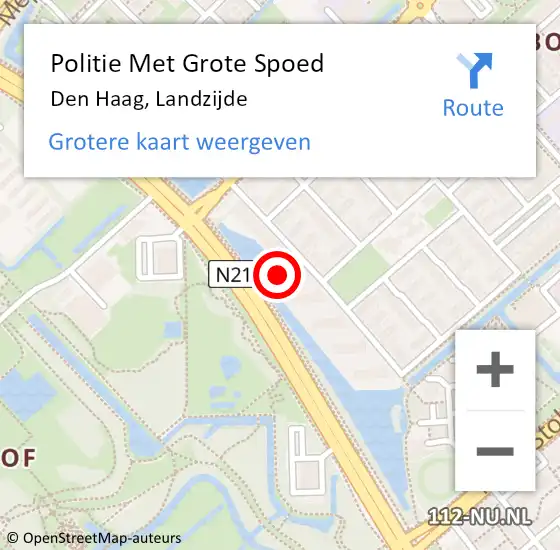 Locatie op kaart van de 112 melding: Politie Met Grote Spoed Naar Den Haag, Landzijde op 29 september 2024 20:06