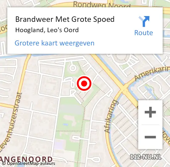 Locatie op kaart van de 112 melding: Brandweer Met Grote Spoed Naar Hoogland, Leo's Oord op 29 september 2024 20:24