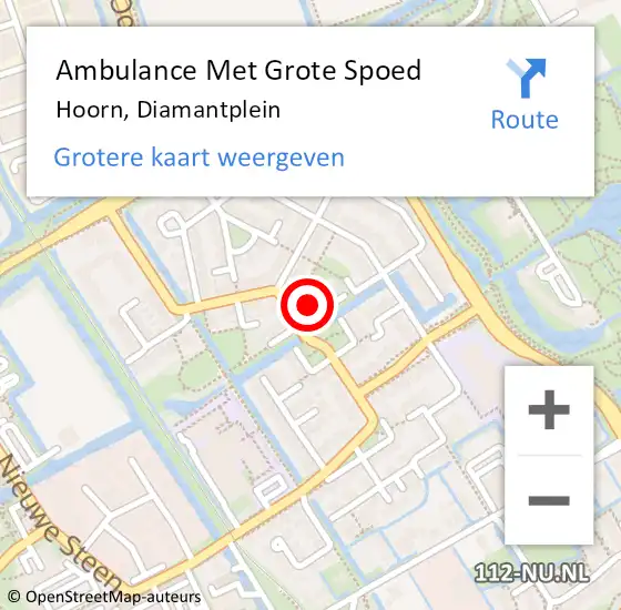 Locatie op kaart van de 112 melding: Ambulance Met Grote Spoed Naar Hoorn, Diamantplein op 29 september 2024 20:35