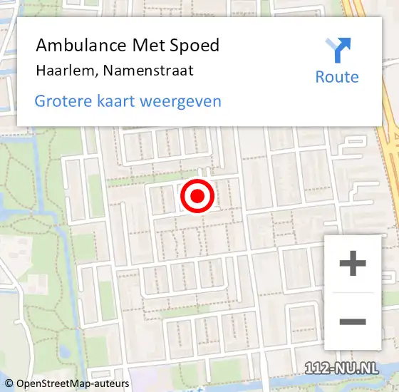 Locatie op kaart van de 112 melding: Ambulance Met Spoed Naar Haarlem, Namenstraat op 29 september 2024 20:36