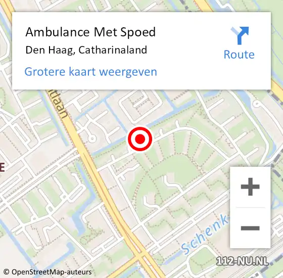 Locatie op kaart van de 112 melding: Ambulance Met Spoed Naar Den Haag, Catharinaland op 29 september 2024 20:39