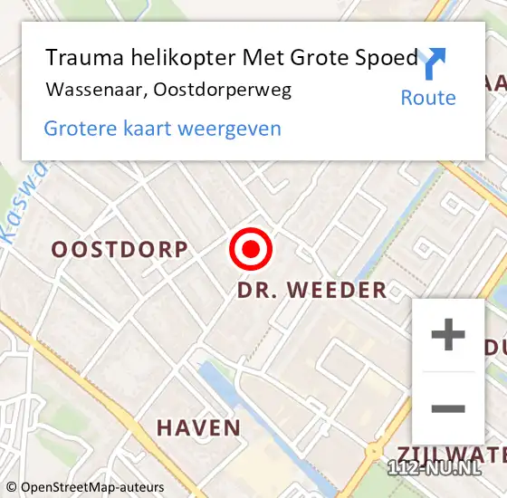 Locatie op kaart van de 112 melding: Trauma helikopter Met Grote Spoed Naar Wassenaar, Oostdorperweg op 29 september 2024 20:49