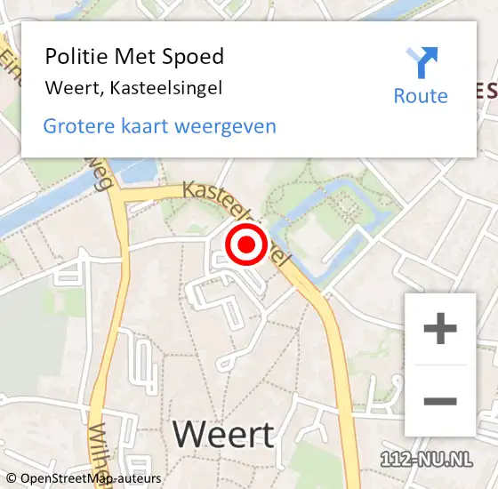 Locatie op kaart van de 112 melding: Politie Met Spoed Naar Weert, Kasteelsingel op 29 september 2024 20:52