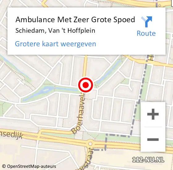 Locatie op kaart van de 112 melding: Ambulance Met Zeer Grote Spoed Naar Schiedam, Van 't Hoffplein op 29 september 2024 20:55