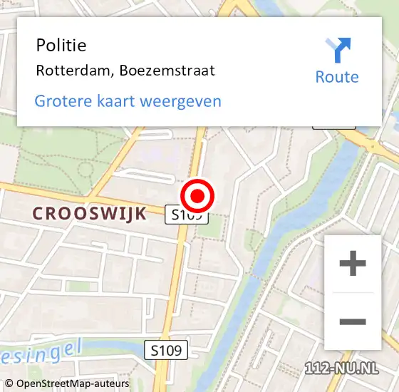 Locatie op kaart van de 112 melding: Politie Rotterdam, Boezemstraat op 29 september 2024 20:57