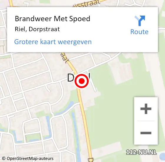 Locatie op kaart van de 112 melding: Brandweer Met Spoed Naar Riel, Dorpstraat op 21 oktober 2014 18:33