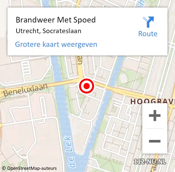 Locatie op kaart van de 112 melding: Brandweer Met Spoed Naar Utrecht, Socrateslaan op 29 september 2024 21:27