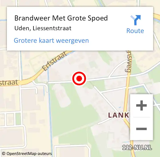 Locatie op kaart van de 112 melding: Brandweer Met Grote Spoed Naar Uden, Liessentstraat op 29 september 2024 21:28