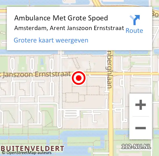 Locatie op kaart van de 112 melding: Ambulance Met Grote Spoed Naar Amsterdam, Arent Janszoon Ernststraat op 29 september 2024 21:56