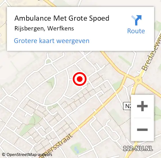 Locatie op kaart van de 112 melding: Ambulance Met Grote Spoed Naar Rijsbergen, Werfkens op 18 oktober 2013 11:37