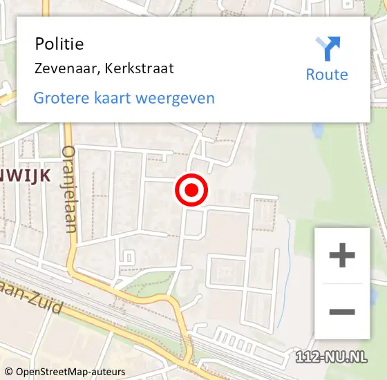 Locatie op kaart van de 112 melding: Politie Zevenaar, Kerkstraat op 29 september 2024 22:43