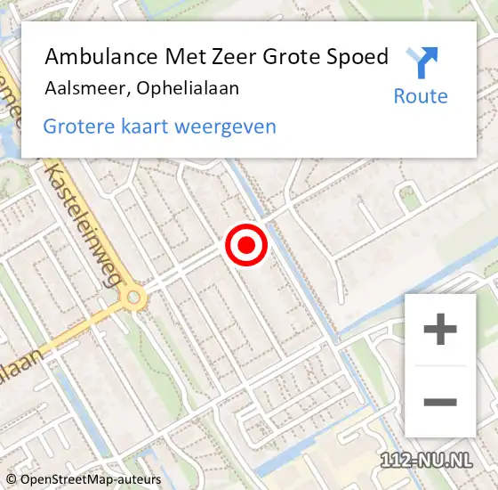 Locatie op kaart van de 112 melding: Ambulance Met Zeer Grote Spoed Naar Aalsmeer, Ophelialaan op 29 september 2024 22:49