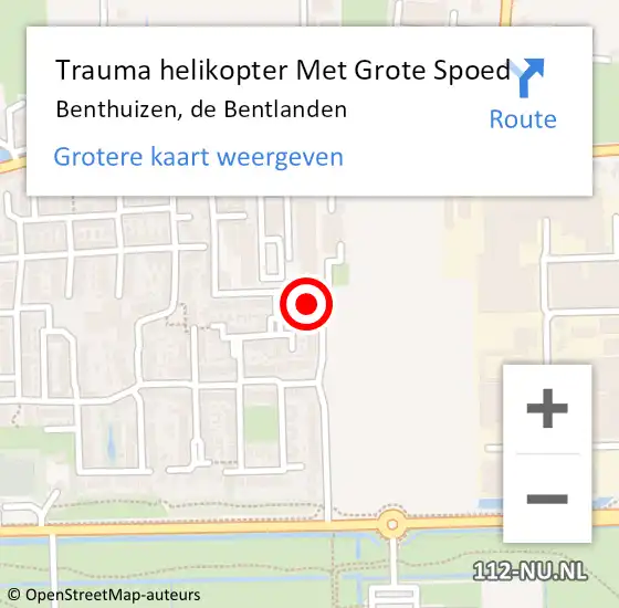 Locatie op kaart van de 112 melding: Trauma helikopter Met Grote Spoed Naar Benthuizen, de Bentlanden op 29 september 2024 23:04