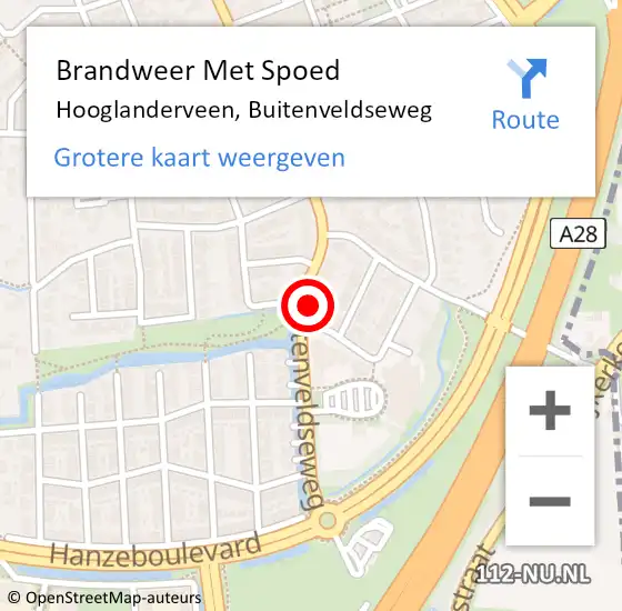 Locatie op kaart van de 112 melding: Brandweer Met Spoed Naar Hooglanderveen, Buitenveldseweg op 29 september 2024 23:35