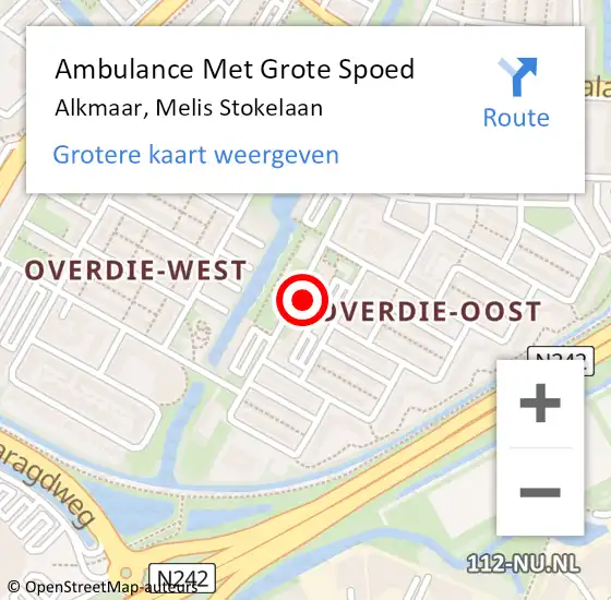 Locatie op kaart van de 112 melding: Ambulance Met Grote Spoed Naar Alkmaar, Melis Stokelaan op 30 september 2024 00:05