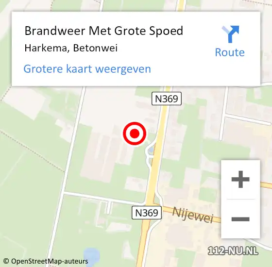 Locatie op kaart van de 112 melding: Brandweer Met Grote Spoed Naar Harkema, Betonwei op 30 september 2024 00:09