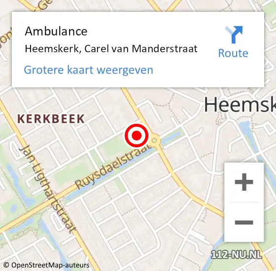 Locatie op kaart van de 112 melding: Ambulance Heemskerk, Carel van Manderstraat op 30 september 2024 00:12