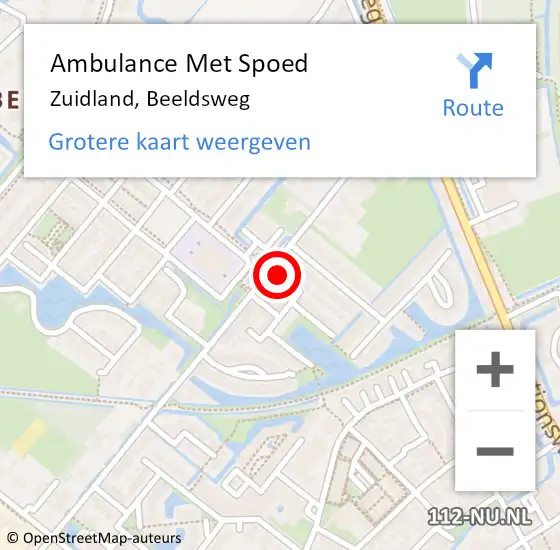 Locatie op kaart van de 112 melding: Ambulance Met Spoed Naar Zuidland, Beeldsweg op 30 september 2024 01:07