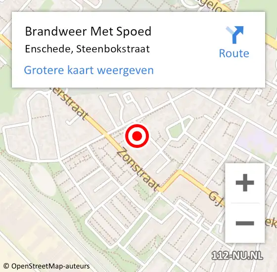 Locatie op kaart van de 112 melding: Brandweer Met Spoed Naar Enschede, Steenbokstraat op 30 september 2024 02:41